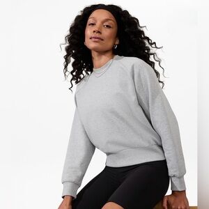 Athleta Forever Fleece Relaxed Crew Sweatshirt in Grey Heather